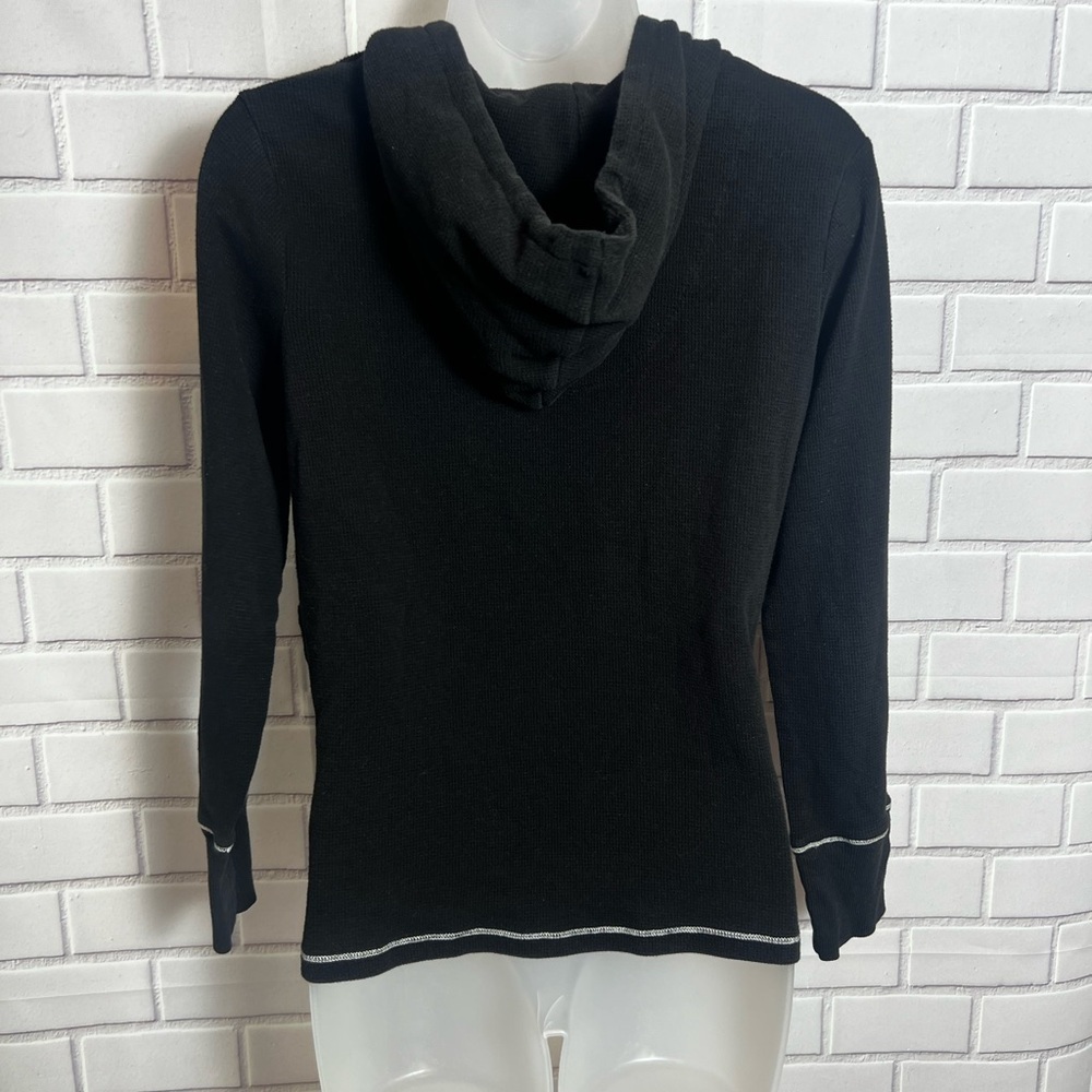 KENSIE Sweatshirt Top-Stitching Drawstring Hoodie
Black, Size: L - Picture 3 of 10